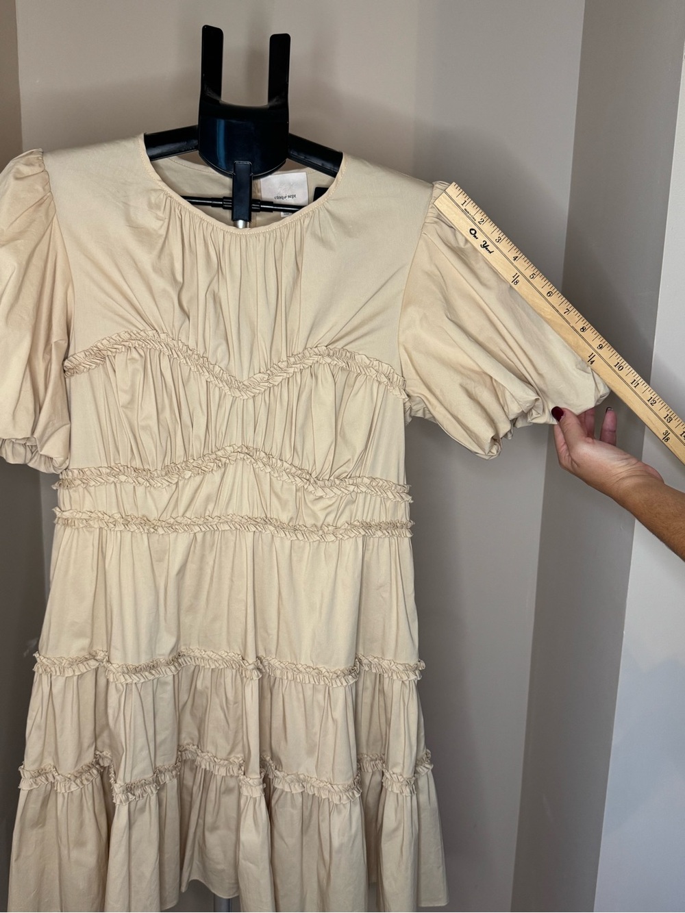Cinq a Sept Women's Sirrina Puff Sleeve Cotton Blend Minidress Size 10 Blush - Picture 7 of 8